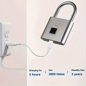 Resim Taşınabilir Akıllı Parmak İzi Kilidi, USB Şarjlı, Paslanmaya Dayanıklı Güvenlik Kilidi, Valizler İçin Anahtarsız Anti-Hırsızlık Çözümü. 