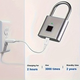 Resim Taşınabilir Akıllı Parmak İzi Kilidi, USB Şarjlı, Paslanmaya Dayanıklı Güvenlik Kilidi, Valizler İçin Anahtarsız Anti-Hırsızlık Çözümü. 