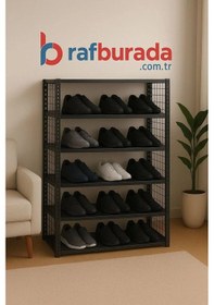 Resim 6 Katlı Renkli Tel Kafesli Çelik Ayakkabılık Rafı Çok Renkli 