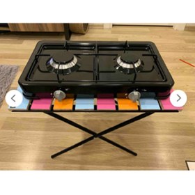 Resim sobapark 2 Gözlü Tüplü Ocak Emaye Set Üstü Ocak İkili Ocak Karavan Kamp Ocağı Küçük Tüplü Ocak 