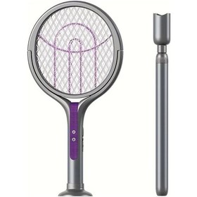 Resim Elmpaly Yeni Çok Fonksiyonlu Usb Döner Başlıklı Katlanabilir Elektrikli Sineklik Teleskopik Çubuklu Mor Işık İç Mekan Ofis Kamp İçin 