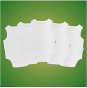 Resim Novibaby 5'li 3-6 Ay Bebek Atlet Body Zıbın Beyaz Çıtçıtlı 100% Pamuk Beyaz 