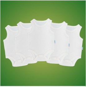 Resim Novibaby 5'li 3-6 Ay Bebek Atlet Body Zıbın Beyaz Çıtçıtlı 100% Pamuk Beyaz 