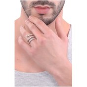 Resim Erkek Antik Gümüş Kaplama Ayarlanabilir Çivi Yüzük Gümüş 