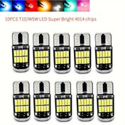 Resim 10 adet T10 W5W LED Araba İç Aydınlatma Ampulleri, 4014 Çip, Süper Parlak Çok Renk Seçenekleri (Beyaz/Kırmızı/Mavi/Sarı/Yeşil/Buz Mavisi/Pembe Mor), Kolay Takılabilir Kurulum, Değişiklik Gerektirmez, 12V Güç Kaynağı 