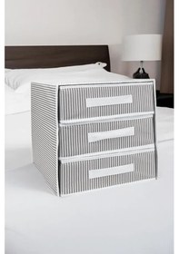 Resim 3 Adet Alas 3 Gözlü/bölmeli Çekmece Yeni Sezon Nano Teknoloji Kumaş 32 32 32cm Gri-beyaz 