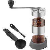 Resim Manuel Kahve Öğütücü, Taşınabilir Kahve Öğütücü, Konik Seramik Çapak Öğütücü Espresso İçin Paslanmaz Çelik Kahve Değirmeni - Gümüş 