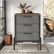 Resim L'occi Concept Darian C 3 Çekmece Ofis Keson Etajer Metal Ayaklı Kahve-beton-antrasit Gri Dr3-cga 