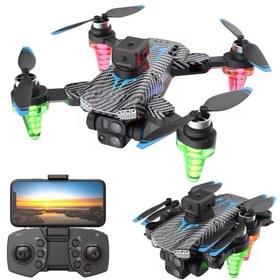 Resim Rgb Işıklı C19S Taşınabilir Drone 4k Hd Çift Kamera 360 Derece Engel Kaçınma 