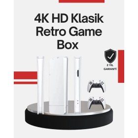 Resim İlk El Grup 2 Kollu Kablosuz 4K Tv Uyumlu Klasik Oyun Konsolu 