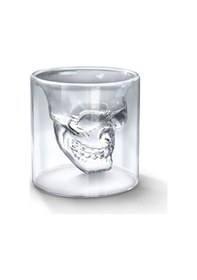 Resim Kafatası Tasarımlı Cam Shot Bardağı Double Layer Skull Shot Glass Şeffaf Cam Şefaf 