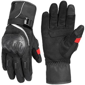 Resim Kosona Kış Motosiklet Eldiveni - Dokunmatik Ekranlı Su Geçirmez Soğuk Hava Koruyucu Siyah - 2xl 