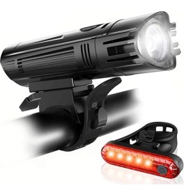 Resim Schulzz T6 LED 300 Lümen 4 Modlu Su Geçirmez USB Şarjlı Ön Arka Bisiklet Farı Işığı 1300 Mah 