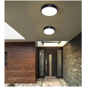 Resim MarkEntegra Yuvarlak Siyah Banyo Tavan Lambası - 20W Beyaz LED Işık 