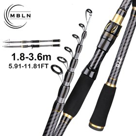 Resim MBLN Karbon Olta Kamışı, 1.8-3.6m, Taşınabilir Büyük Kılavuzlu Teleskopik Baitcasting Kamışı, Orta Güç, 4.0kg/11.8lbs, Yetişkinler İçin, Tüm Mevsimler, Tüm Mevsimler, Tüm Mevsimler, Tüm Mevsimler 