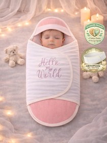 Resim Tomuycuk Pembe Kız Bebek Battaniyesi Kundağı -Uyku Tulumu %100 Pamuklu Ortopedik 0-9ay Hediyelik 
