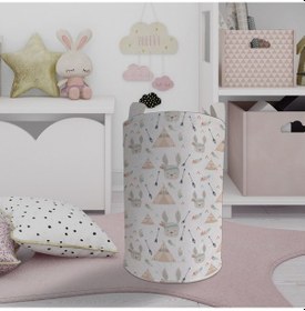 Resim Mekta Home Bebek Ve Çocuk Odası Tavşan Ve Çadır Deseli Oyuncak Sepeti Renkli Çok Renkli 