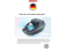 Resim Bosch Kumandalı Kontrol Turbo Halı Döver Başlıklı Serie 6 Propower 850 W Toz Torbalı Süpürge 10 Yıl Motor Garantili 