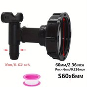 Resim 1 Adet Dayanıklı Siyah Plastik IBC Tank Musluk Adaptörü, S60*6 Kaba Dişli'den 3/4" Bağlantıya, Sızdırmaz Bahçe Valfi Değiştirme Musluğu Contalı, Ev ve Dış Mekan Kullanımı İçin Kolay Kurulum, Bahçe Hortumu Bağlantısı | Pratik Tasarım | Dayanıklı Plastik 