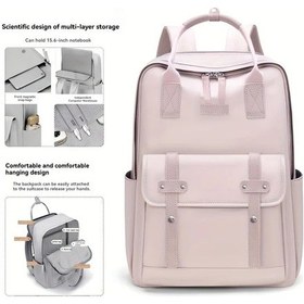 Resim Oldfriend Pastel Yeşil 15" Laptop Sırt Çantası Dayanıklı Polyester Okul Seyahat Çantası Nane Yeşili 