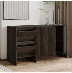 Resim Laris 130 Cm Modern Konsol 4 Kapaklı, Yüksek Ayaklı, Minimalist Tasarım Ceviz 