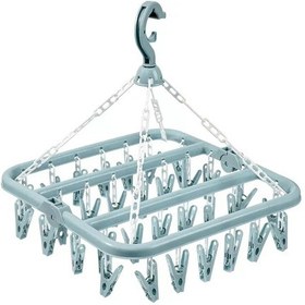 Resim Yifomall 32'li Pratik Katlanır Çamaşır Askısı - Kuzey Mavisi, Dayanıklı Ve Kaymaz Kıskaçlı Açık Mavi 