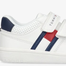 Resim Tommy Hilfiger Flag Velcro Bebek Beyaz Spor Ayakkabı 