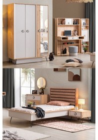 Resim Dolunay Genç Odası - 3 Kapılı Dolap, Karyola, Komodin, Şifonyer, Masa, Kitaplık Diğer 