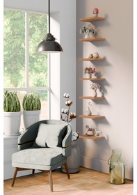 Resim Yankı-BYEG 7li 20 cm Safir Meşe Mdf Duvar Rafı Gizli Bağlantı Çiçeklik 