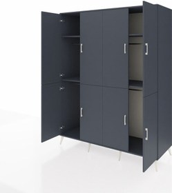 Resim Kronos Gardrop 4 Raflı 8 Kapaklı 4 Askılı 176x59x221 Antrasit-antrasit Antrasit 