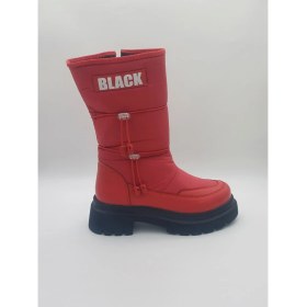 Resim Bgk Ayakkabı ve Çanta Kadın Kırmızı Su Geçirmez Fermuarlı Kalın Taban ve Kalın Topuklu Kışlık Kar Botu 