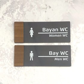Resim Dekokonsept Wooden Serisi (Wc Set) Ofis Oda Kapı İsimliği Yönlendirme Tabelası 