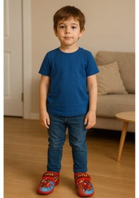 Resim Süpermen Baskılı Cırtlı Erkek Çocuk Panduf Kırmızı 