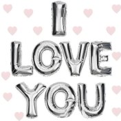 Resim I Love You Folyo Balon Gümüş Renk 35 cm 
