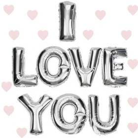 Resim I Love You Folyo Balon Gümüş Renk 35 cm 