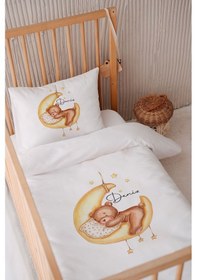 Resim %100 Pamuk Saten Isme Özel Isimli 100x150 Bebek Yatak Nevresim Seti Ayıcık 4 