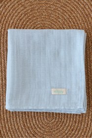 Resim elibaby %100 Organik Pamuk Çift Katlı Müslin Örtü Bebe Mavi (75X85 CM) 