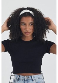 Resim Kadın Pamuklu Penye, Kaymaz, Yumuşak, Esnek, Stilinle Öndesin Saç Bandı Bandana - Tek Ebat / Beyaz Beyaz 