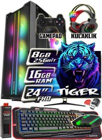 Resim Warbox Tiger Xeon X5650 16 GB 256 GB SSD + 250 GB HDD RX580 8 GB 24" W10P Masaüstü Bilgisayar 