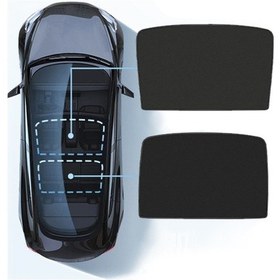 Resim Model Y İçin Güneş Gölge Çatı Model 3 İçin Katlanabilir Isı Yalıtımlı Çatı Panoramik Pencere Güneş Gölge Aksesuarları 