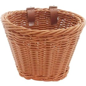 Resim Skycity Çocuk Bisikleti Ön Sepeti Bisiklet Askılı Sepet Ayarlanabilir Kemerli Pp Rattan Dokuma Bisiklet Sepeti F Renkli 