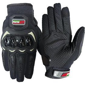 Resim motosergen Forte GT 10 PRO Korumalı Yazlık Uzun Parmaklı Motosiklet Eldiveni Siyah M Beden 