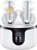 Resim Kablosuz Kulaklıklar, 48H Çalma Süresi Bluetooth Kulaklıklar 4 Mikrofonlu Çağrı Gürültüsü Kulak İçi Kulaklık HiFi Stereo, LED Güç Ekranlı Bluetooth 5.3 Kulaklık IPX7 iPhone ve Android için Su Geçirmez 