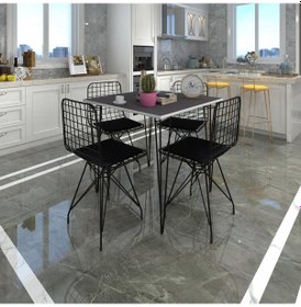 Resim Knsz masa sandalye takımı hem75mazlum grisyh 080*080 4 sandalye syhsyh 