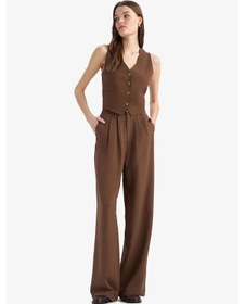 Resim DeFacto Wide Leg Fermuarlı Normal Bel Standart Boy Geniş Paça Keten Karışımlı Palazzo Pantolon E6210AX25SPBN254 