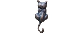 Resim Skygo Antika Tarz Dekoratif Pirinç Kedi Sırt Kapı Tokmağı, Taktak - 160x65mm, Oksit 