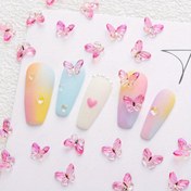 Resim 20 Adet Şık Pembe Ombre Reçine Kelebek Tırnak Süsleri - Koku Yok, Göz Kamaştırıcı Taş Tasarımı ile Şaşırtıcı Tırnak Sanatı Süslemeleri, Tırnak Sanatı Süsleri 
