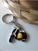 Resim Esey Dizayn Siyah Scooter Motosiklet Metal Anahtarlık 