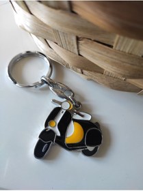 Resim Esey Dizayn Siyah Scooter Motosiklet Metal Anahtarlık 