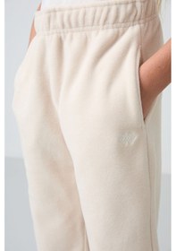 Resim Tommy Life Bej Kalın Yumuşak Dokulu Standart Fit Nakışlı Polar Kız Çocuk Eşofman Alt - 75155 Bej 